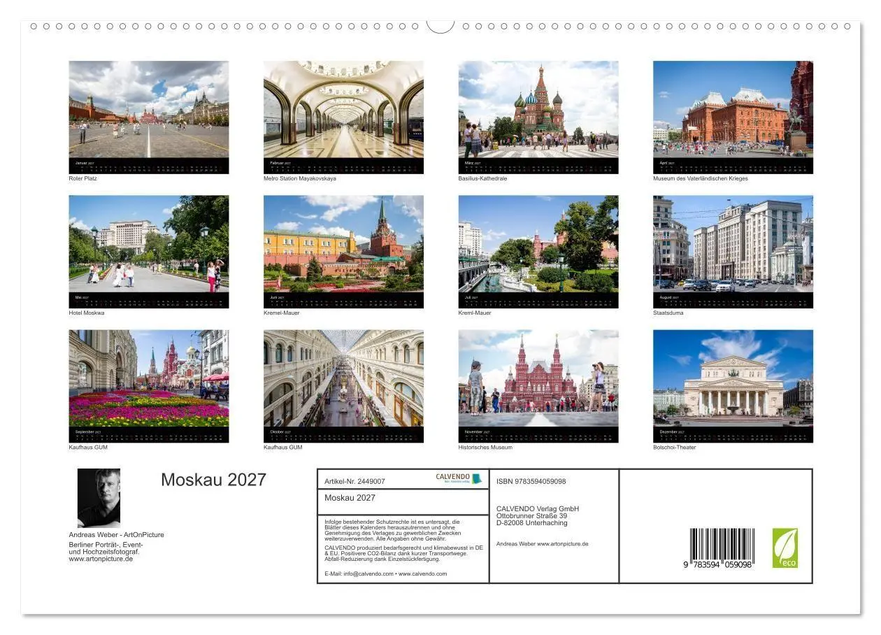 Bild: 9783594059098 | Moskau 2027 (hochwertiger Premium Wandkalender 2027 DIN A2 quer),...