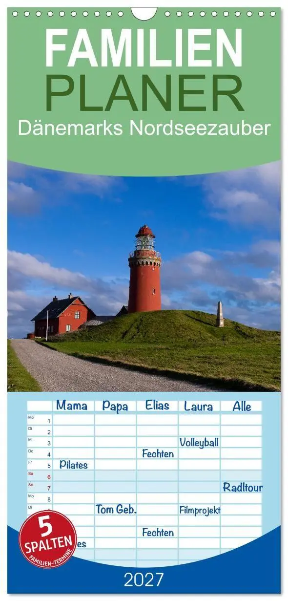 Cover: 9783594299098 | Familienplaner 2027 - Dänemarks Nordseezauber mit 5 Spalten...