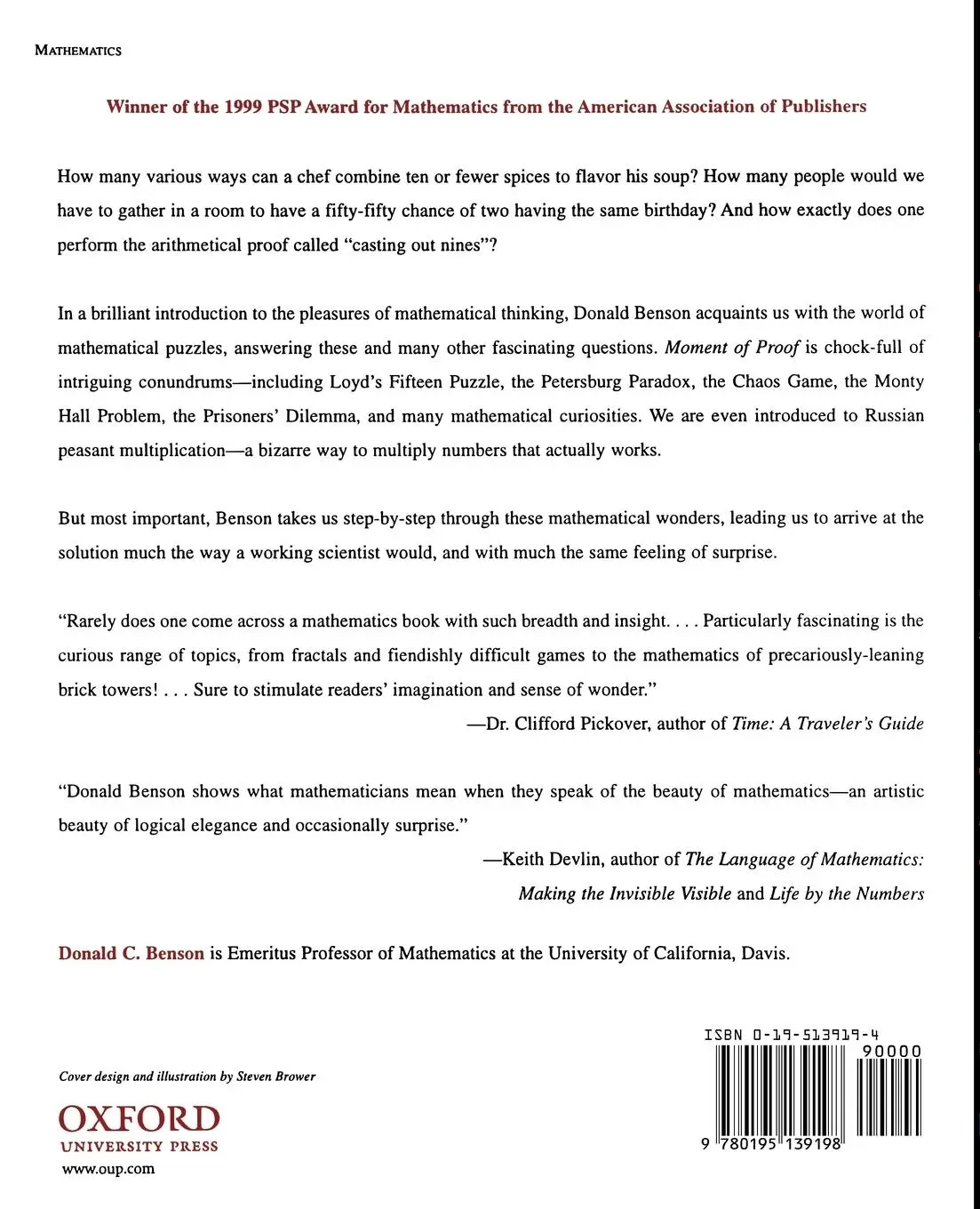 Rückseite: 9780195139198 | The Moment of Proof | Donald C. Benson | Taschenbuch | Englisch | 2000