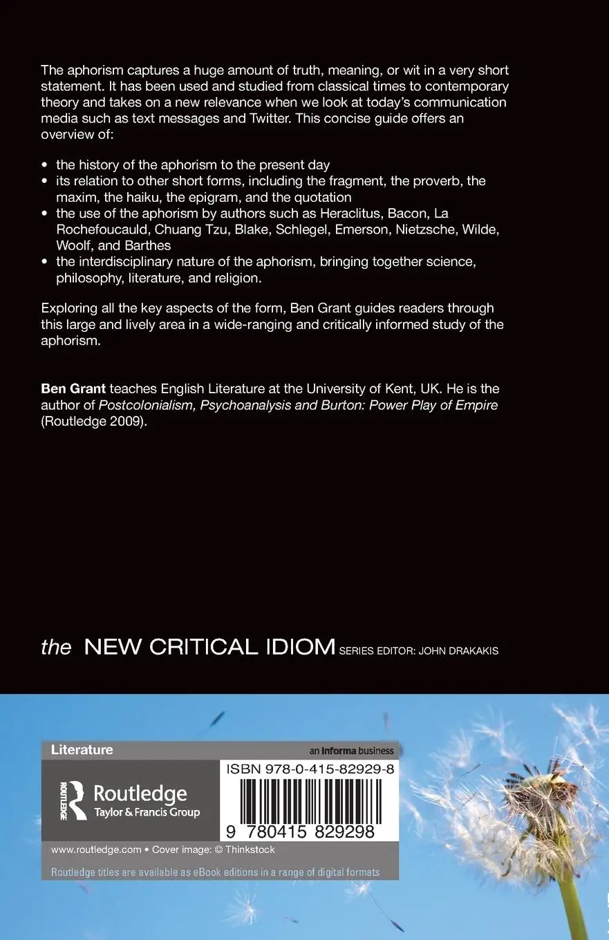 Rückseite: 9780415829298 | The Aphorism and Other Short Forms | Ben Grant | Taschenbuch | 2016