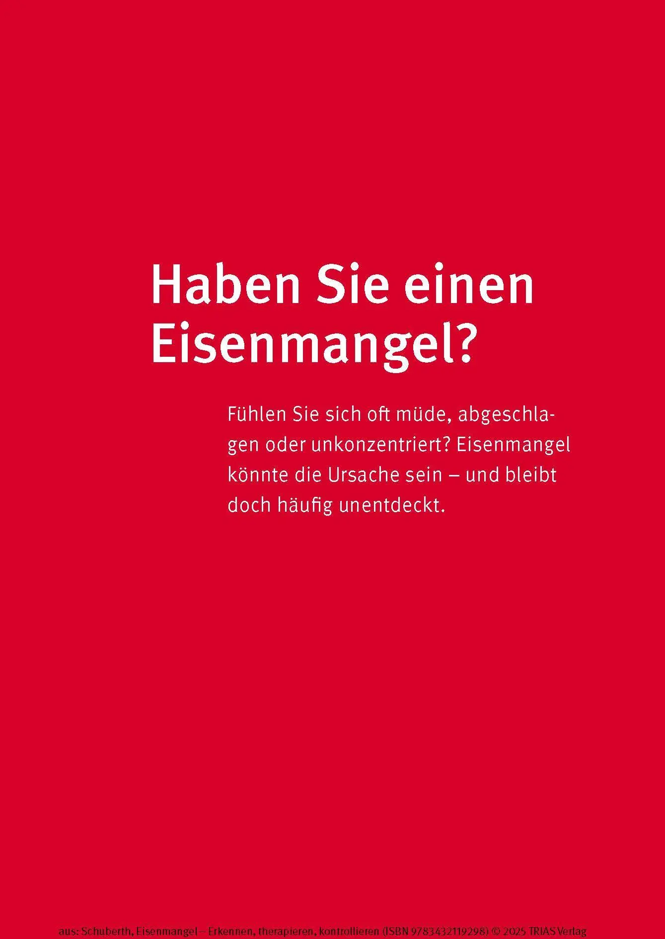 Bild: 9783432119298 | Eisenmangel - Erkennen, therapieren, kontrollieren | Schuberth | Buch