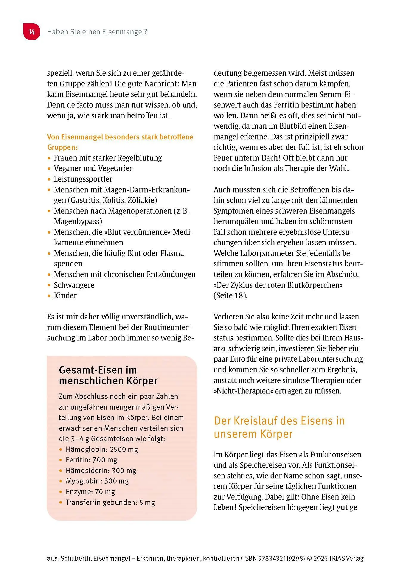 Bild: 9783432119298 | Eisenmangel - Erkennen, therapieren, kontrollieren | Schuberth | Buch