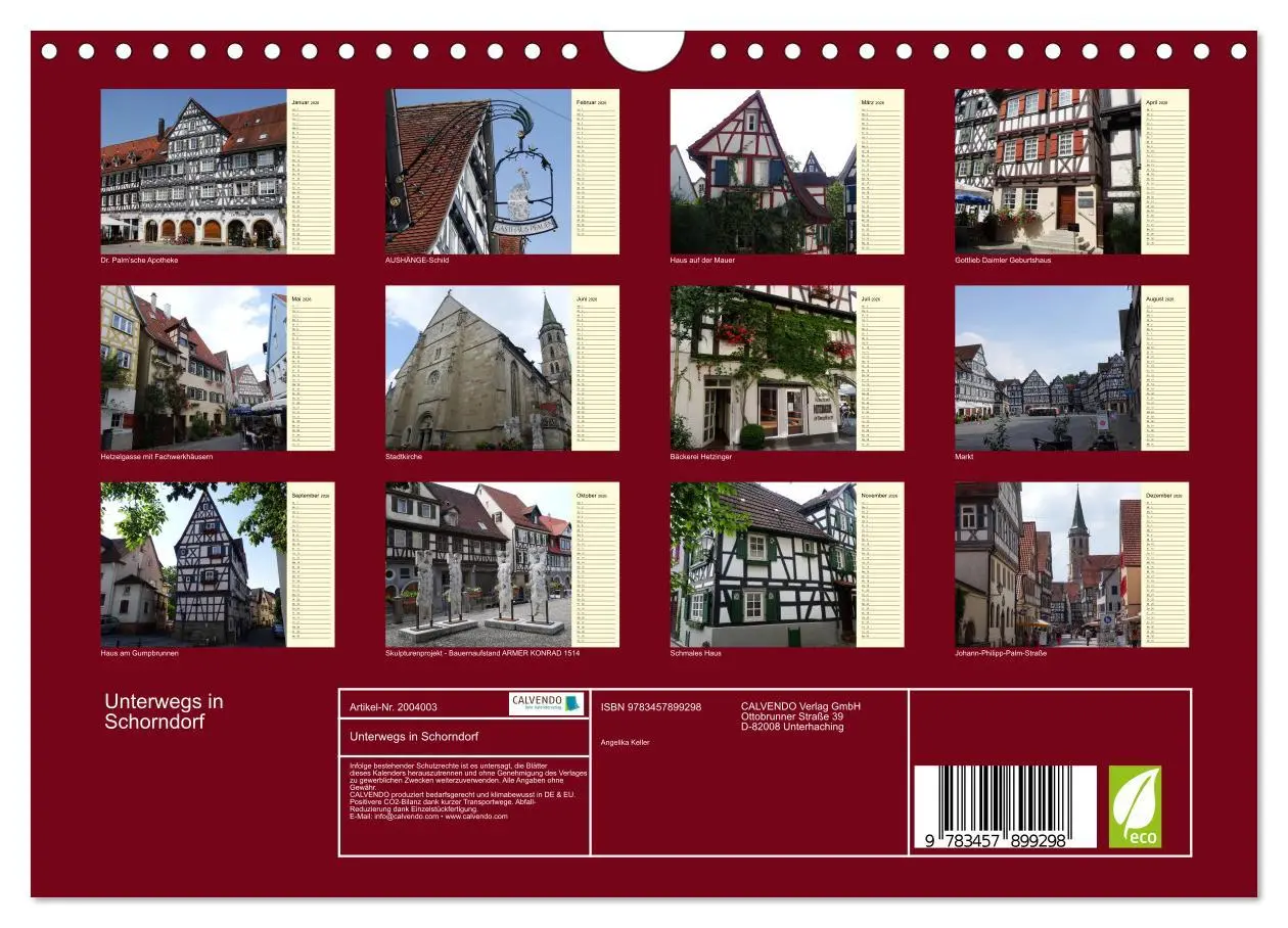 Bild: 9783457899298 | Unterwegs in Schorndorf (Wandkalender 2026 DIN A4 quer), CALVENDO...