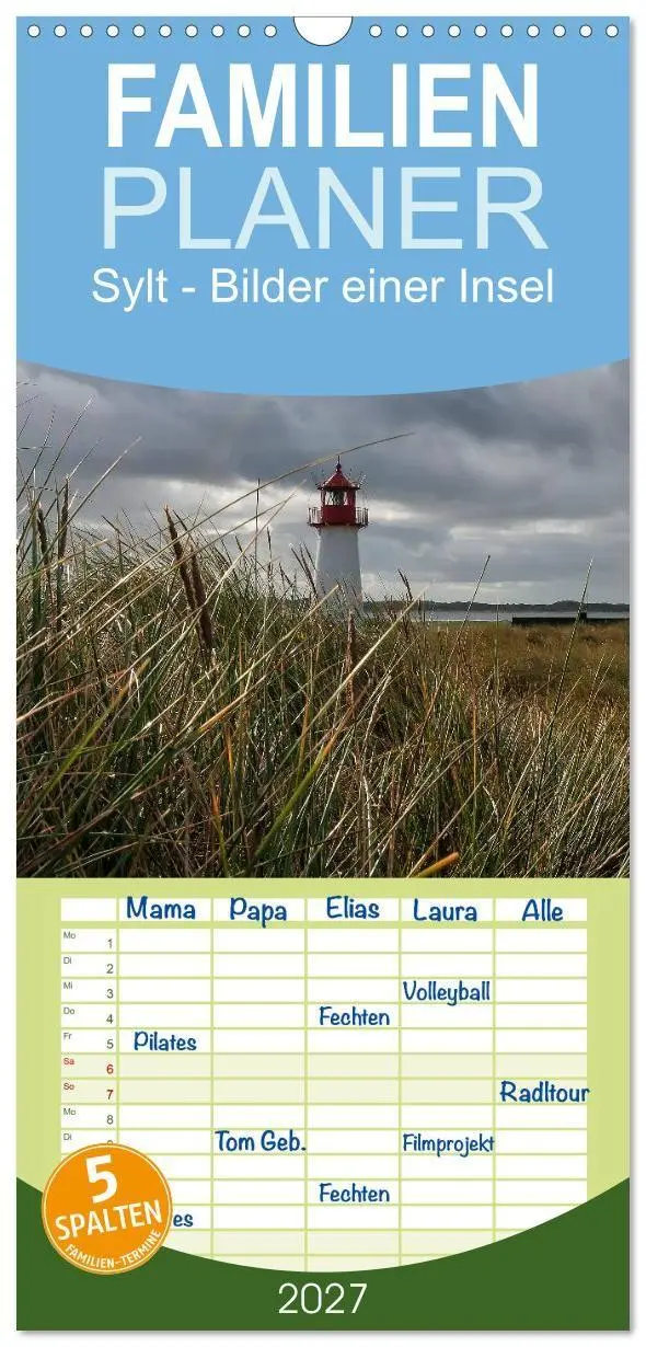 Cover: 9783594349298 | Familienplaner 2027 - Sylt - Bilder einer Insel mit 5 Spalten...