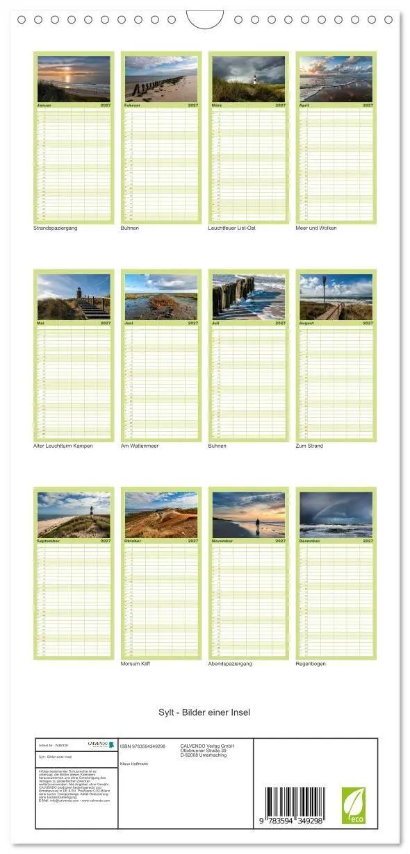 Bild: 9783594349298 | Familienplaner 2027 - Sylt - Bilder einer Insel mit 5 Spalten...