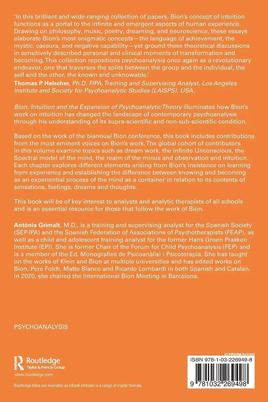Rückseite: 9781032269498 | Bion, Intuition and the Expansion of Psychoanalytic Theory | Grimalt