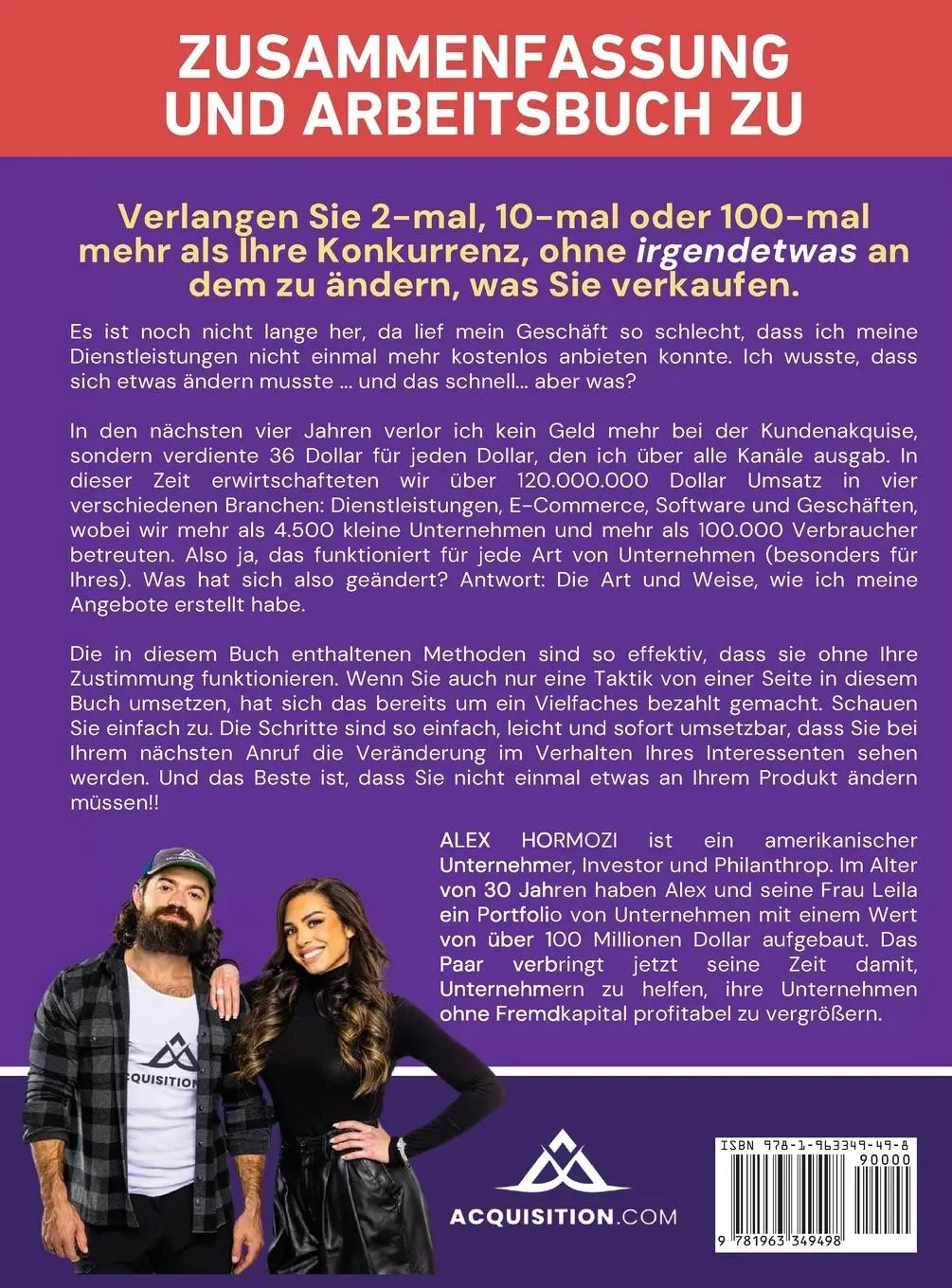Rückseite: 9781963349498 | Zusammenfassung und Arbeitsbuch zu "100 Millionen Dollar Angebote"