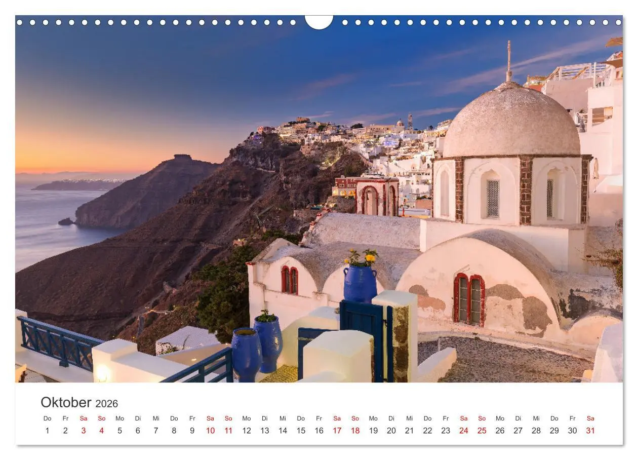 Bild: 9783457639498 | Santorini Fira &amp; Firostefani (Wandkalender 2026 DIN A3 quer),...