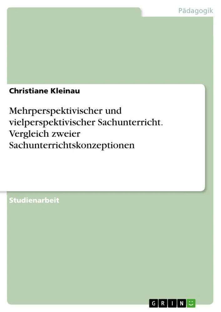 Cover: 9783668749498 | Mehrperspektivischer und vielperspektivischer Sachunterricht....
