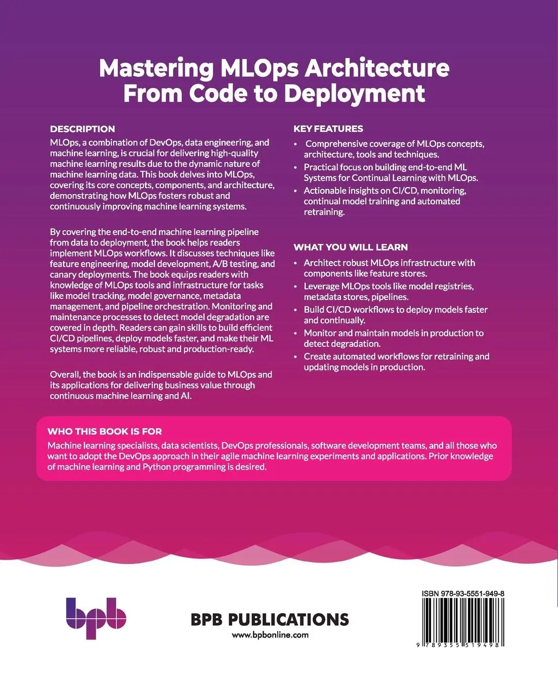 Rückseite: 9789355519498 | Mastering MLOps Architecture | Raman Jhajj | Taschenbuch | Englisch