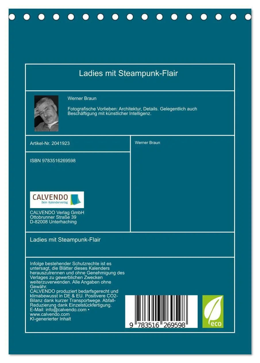 Bild: 9783516269598 | Ladies mit Steampunk-Flair (Tischkalender 2026 DIN A5 hoch),...