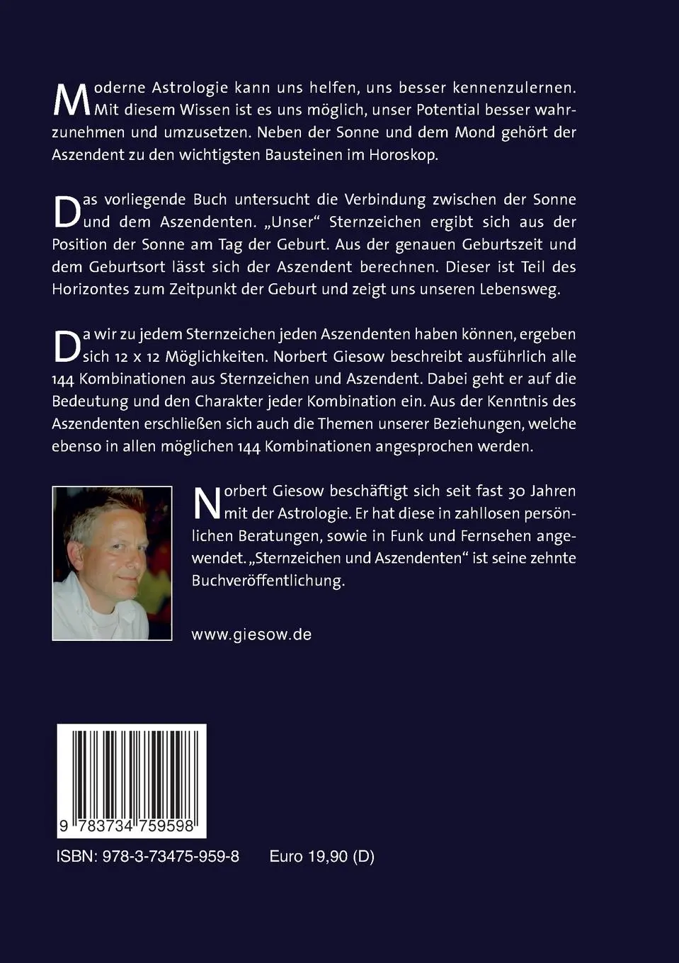 Rückseite: 9783734759598 | Sternzeichen und Aszendent | Norbert Giesow | Taschenbuch | 336 S.