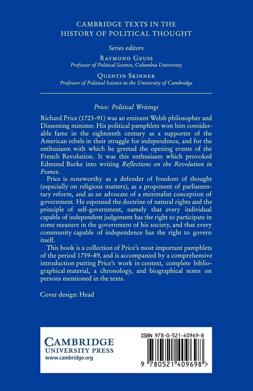 Rückseite: 9780521409698 | Price | Political Writings | Richard Price | Taschenbuch | Englisch