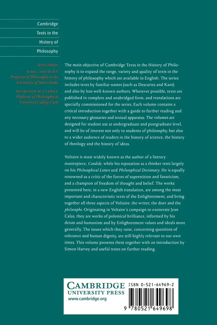 Rückseite: 9780521649698 | Voltaire | Treatise on Tolerance | Voltaire (u. a.) | Taschenbuch