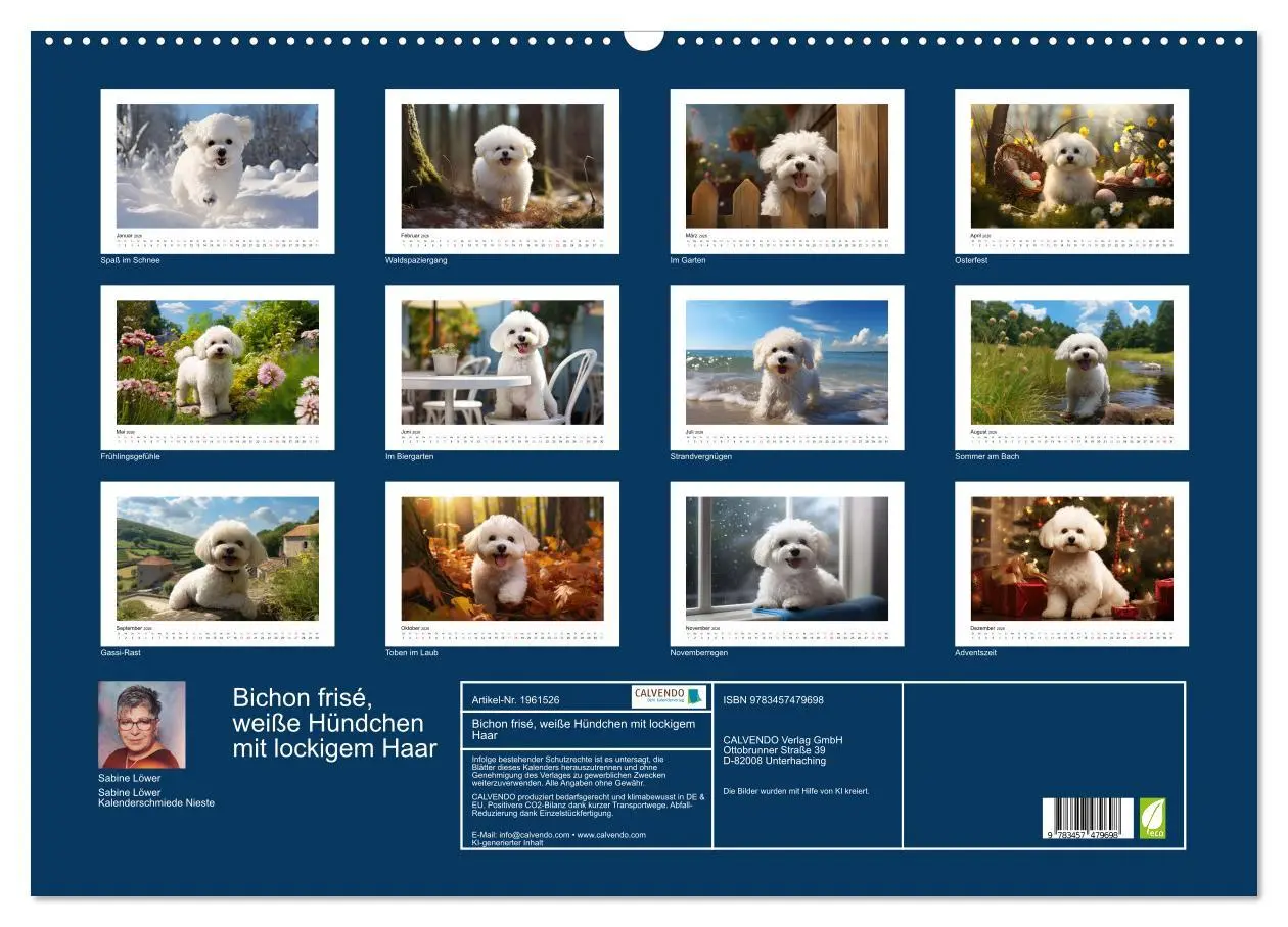 Bild: 9783457479698 | Bichon frisé, weiße Hündchen mit lockigem Haar (Wandkalender 2026...