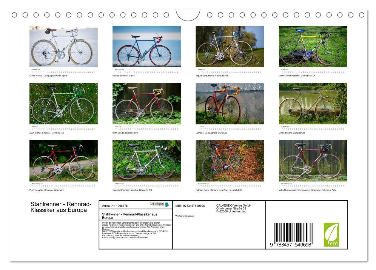 Bild: 9783457549698 | Stahlrenner - Rennrad-Klassiker aus Europa (Wandkalender 2026 DIN...