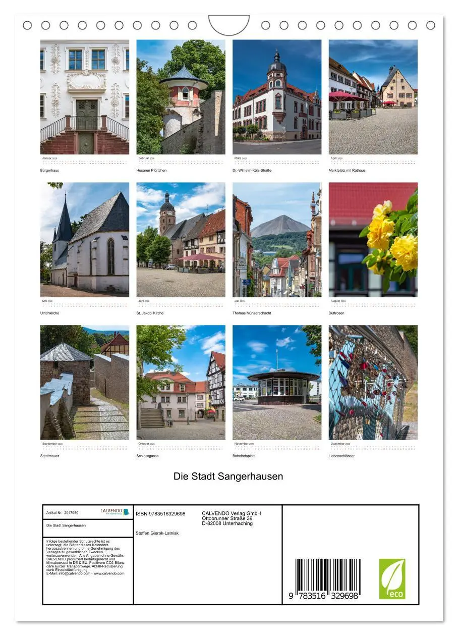 Bild: 9783516329698 | Die Stadt Sangerhausen (Wandkalender 2026 DIN A4 hoch), CALVENDO...