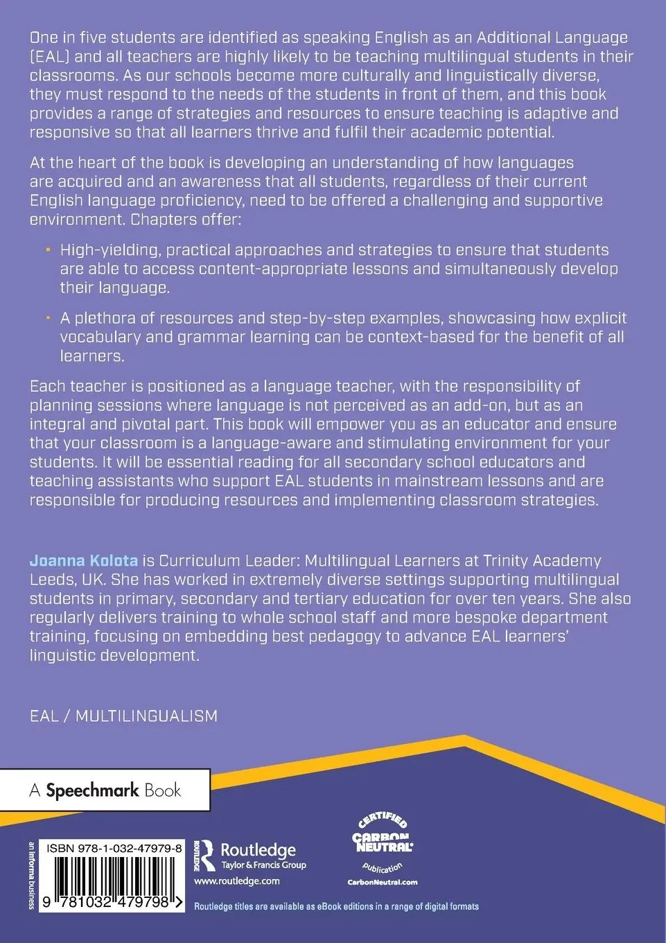 Rückseite: 9781032479798 | Empowering EAL Learners in Secondary Schools | Joanna Kolota | Buch