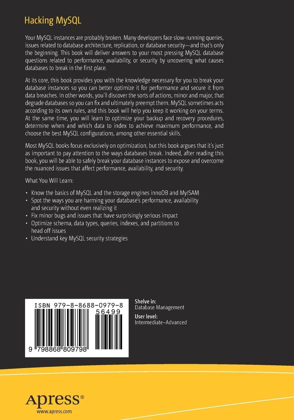Rückseite: 9798868809798 | Hacking MySQL | Lukas Vileikis | Taschenbuch | xxi | Englisch | 2024