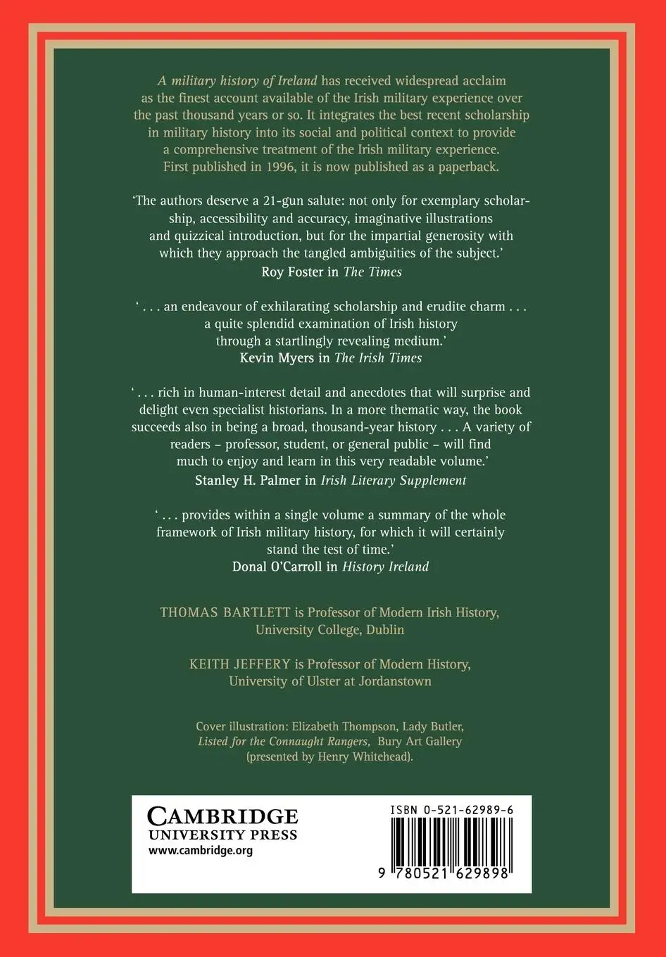 Rückseite: 9780521629898 | A Military History of Ireland | Thomas Bartlett | Taschenbuch | 2006