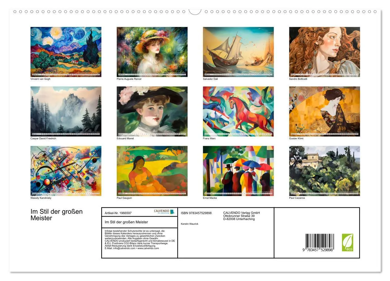 Bild: 9783457529898 | Im Stil der großen Meister (hochwertiger Premium Wandkalender 2026...