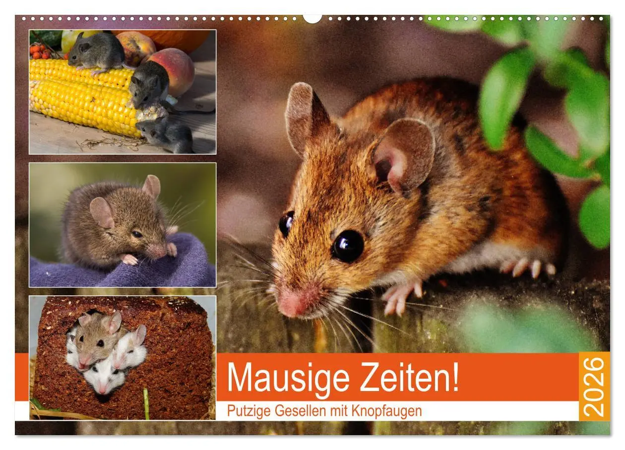 Cover: 9783457839898 | Mausige Zeiten! Putzige Gesellen mit Knopfaugen (Wandkalender 2026...