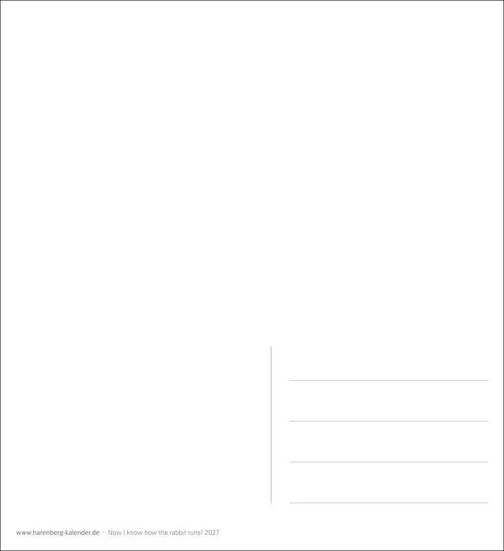 Bild: 9783840039898 | Now I know how the rabbit runs Postkartenkalender 2027 - 53...