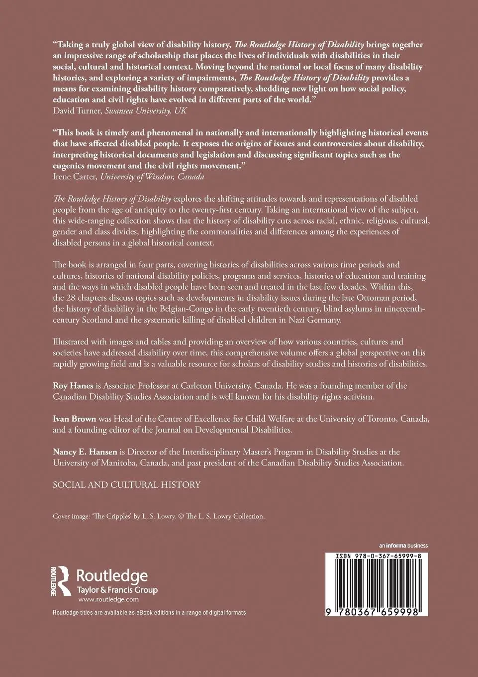 Rückseite: 9780367659998 | The Routledge History of Disability | Roy Hanes (u. a.) | Taschenbuch