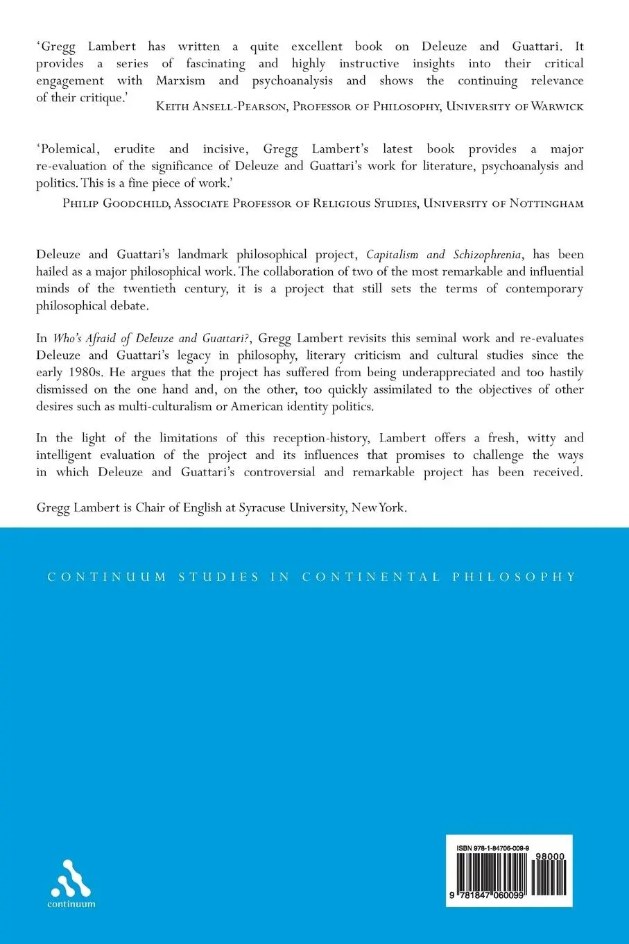 Rückseite: 9781847060099 | Who's Afraid of Deleuze and Guattari? | Clive Bloom | Taschenbuch