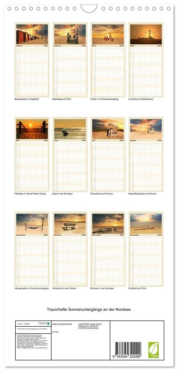 Bild: 9783594320099 | Familienplaner 2027 - Traumhafte Sonnenuntergänge an der Nordsee...