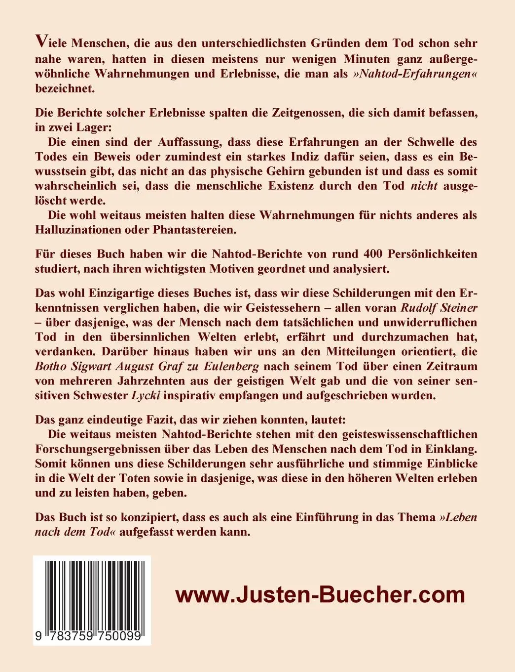 Rückseite: 9783759750099 | Blick hinter die Schwelle des Todes | Josef F. Justen | Taschenbuch