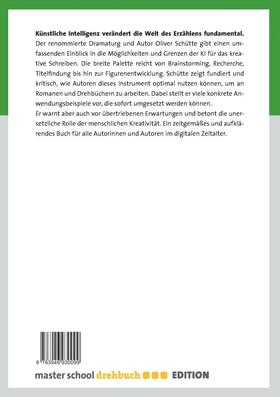 Rückseite: 9783946930099 | Zukunft Schreiben | KI-Tools für Autorinnen und Autoren | Schütte