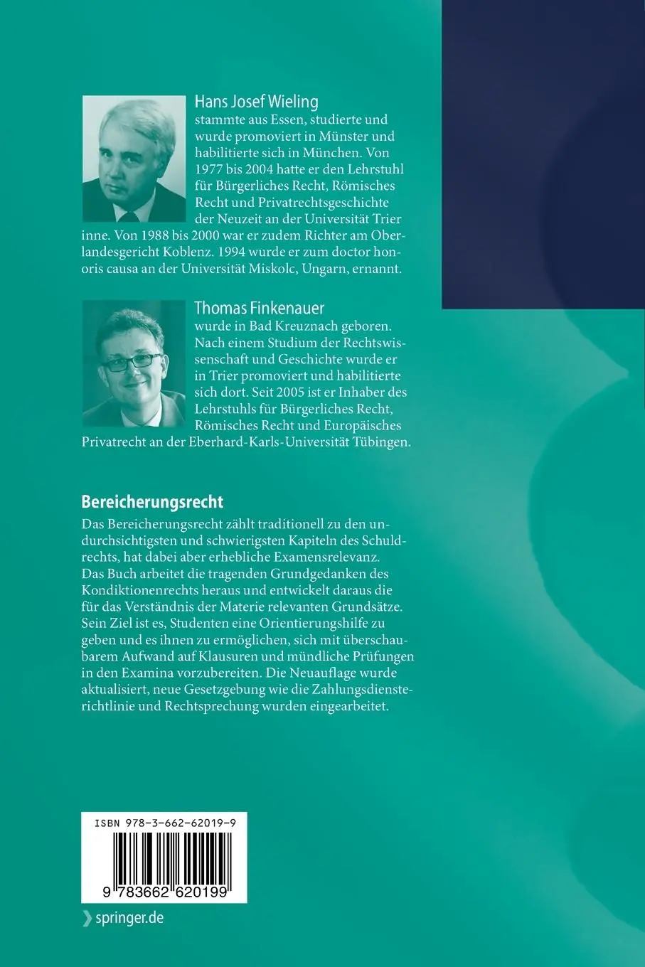 Rückseite: 9783662620199 | Bereicherungsrecht | Thomas Finkenauer (u. a.) | Taschenbuch | XX