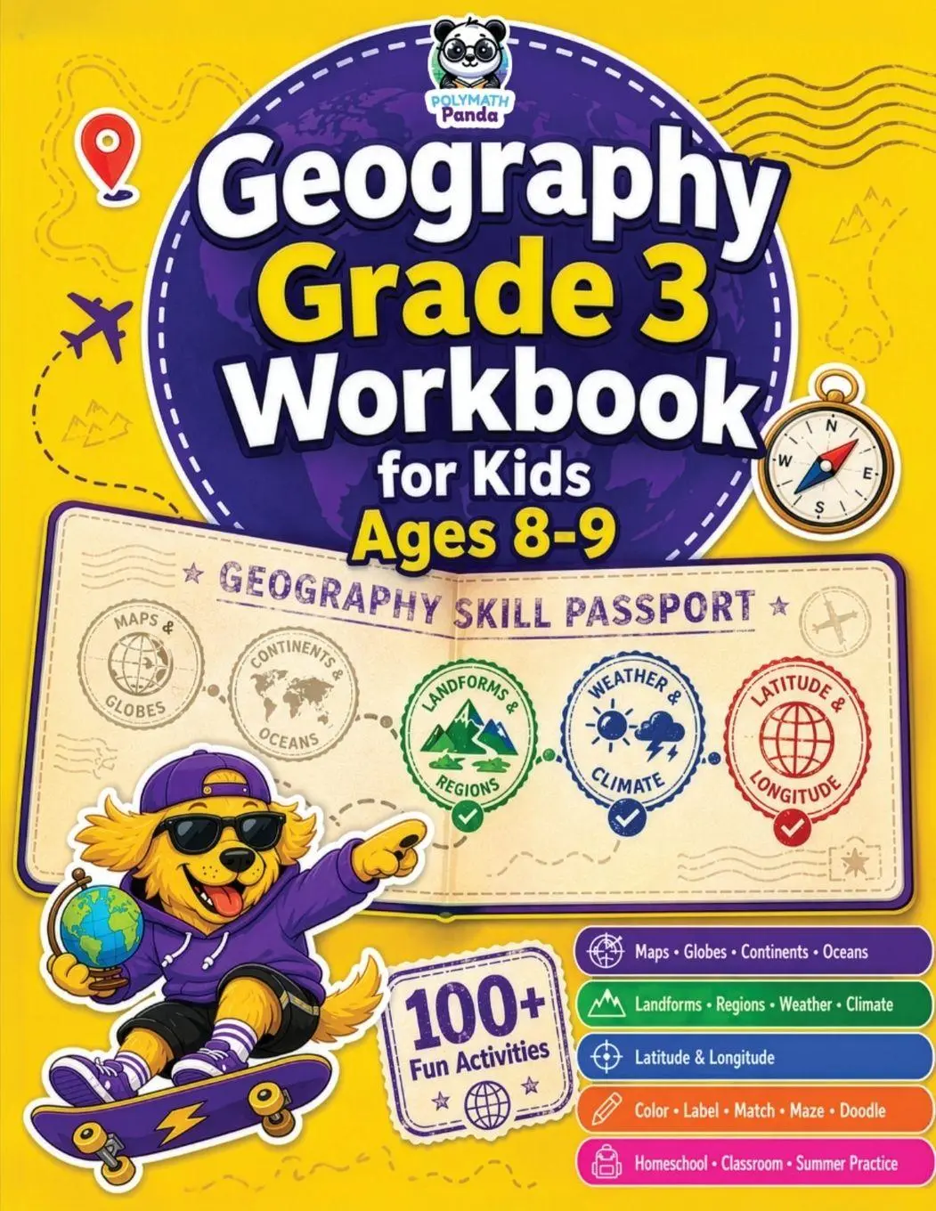 Cover: 9798904760199 | Geography Grade 3 Workbook for Kids Ages 8-9 | Polymath Panda | Buch