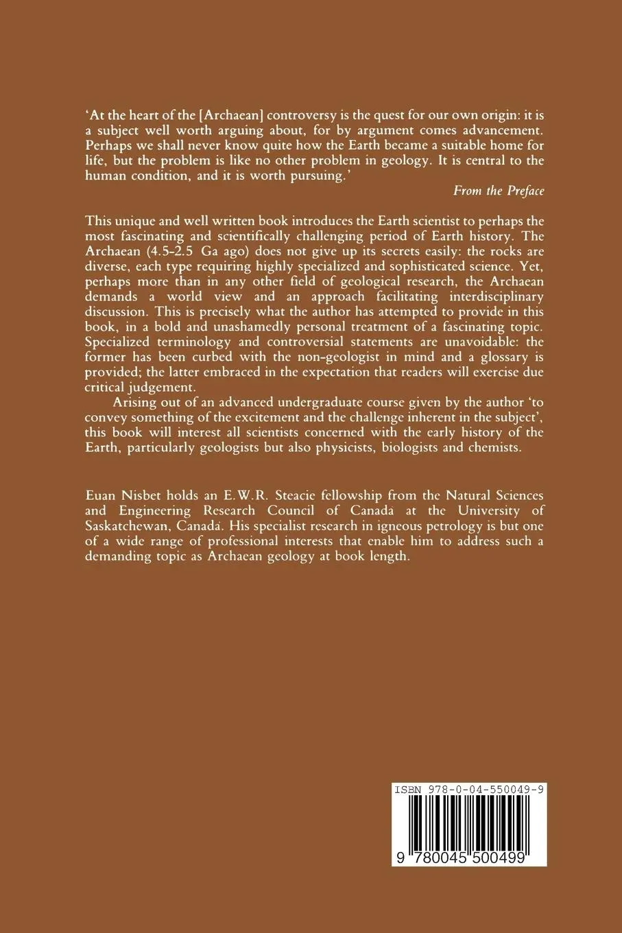 Rückseite: 9780045500499 | The Young Earth | An introduction to Archaean geology | Euan G. Nisbet