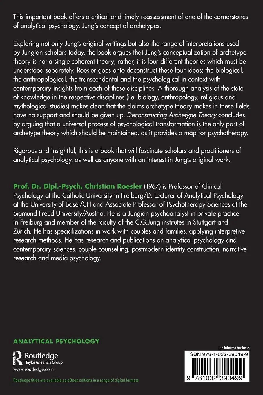 Rückseite: 9781032390499 | Deconstructing Archetype Theory | A Critical Analysis of Jungian Ideas