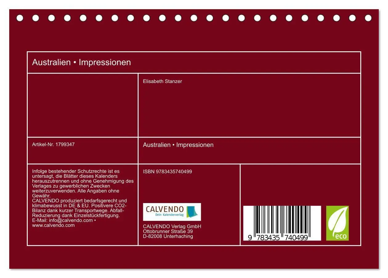 Bild: 9783435740499 | Australien - Impressionen (Tischkalender 2025 DIN A5 quer),...