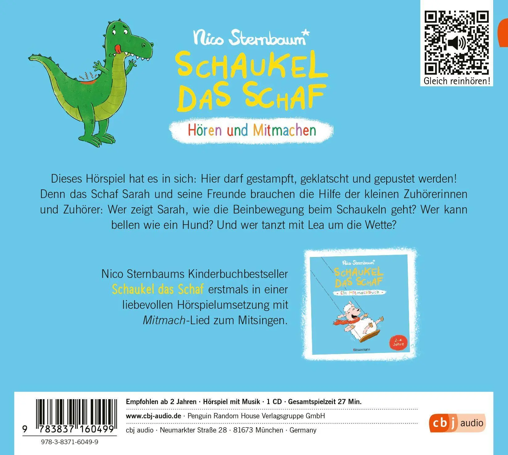Bild: 9783837160499 | Schaukel das Schaf | Hören und Mitmachen | Nico Sternbaum | Audio-CD