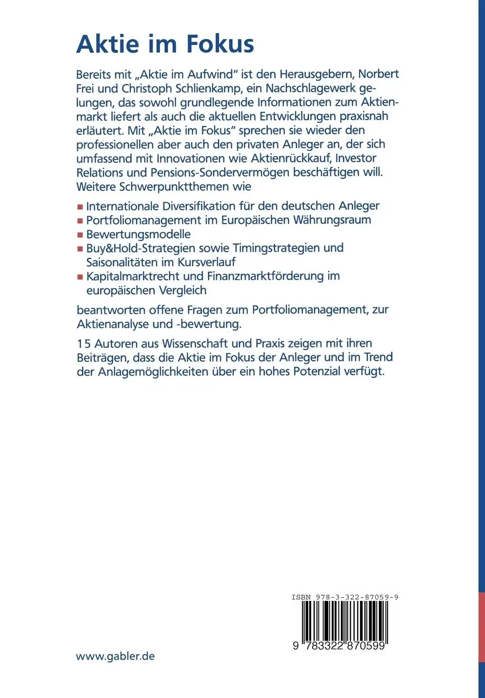 Rückseite: 9783322870599 | Aktie im Fokus | Von der Analyse zum Going Public | Taschenbuch | xv