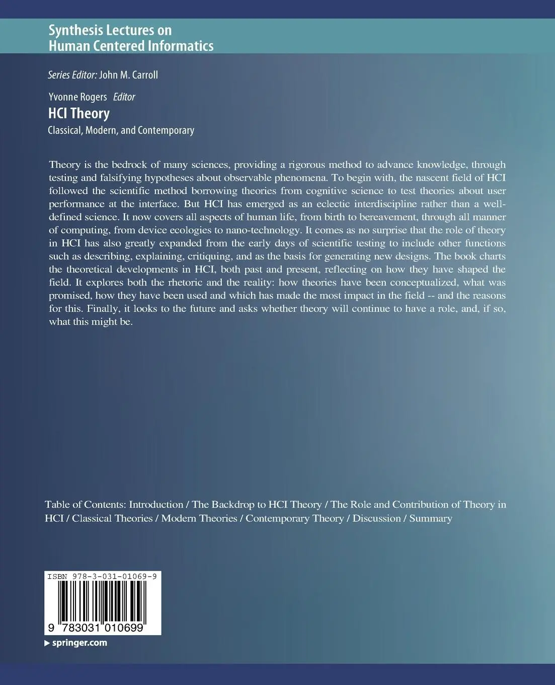 Rückseite: 9783031010699 | HCI Theory | Classical, Modern, and Contemporary | Yvonne Rogers | xv