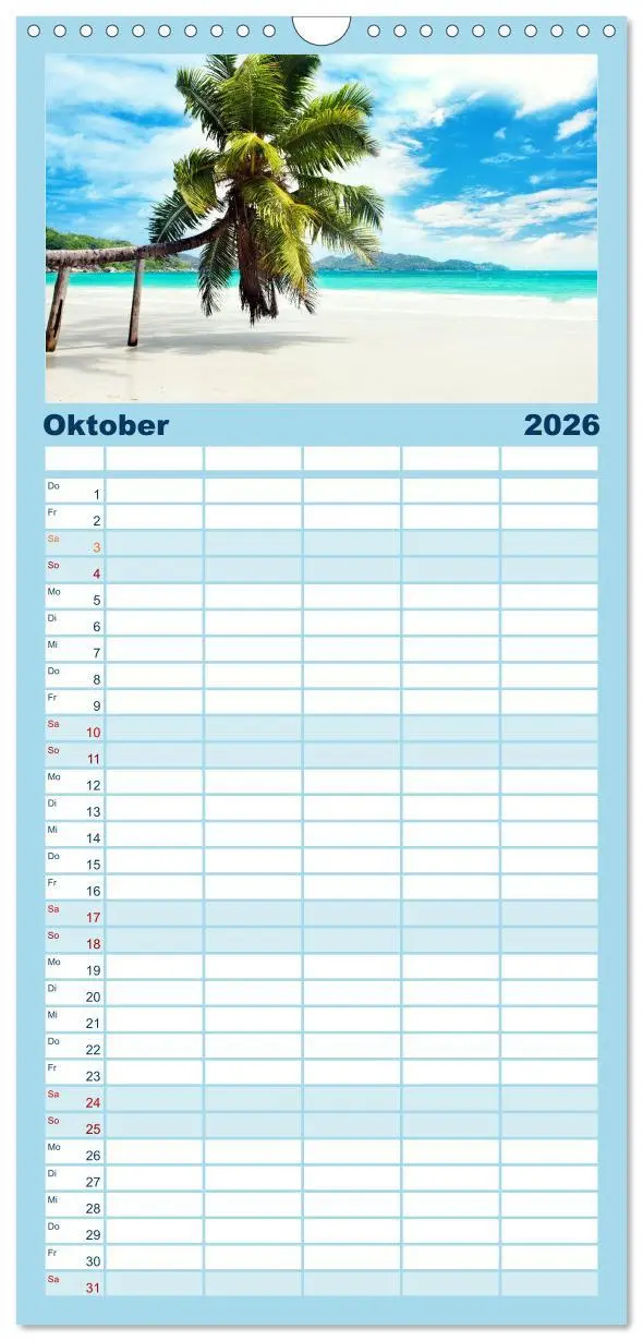 Bild: 9783516520699 | Familienplaner 2026 - Seychellen mit 5 Spalten (Wandkalender, 21 x...