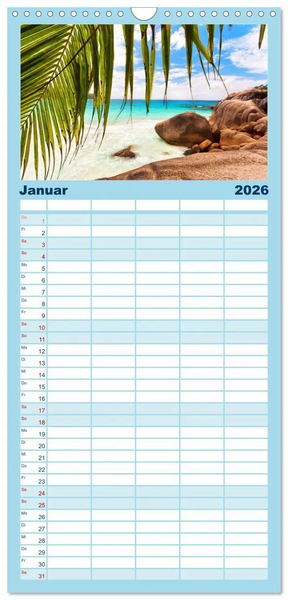 Bild: 9783516520699 | Familienplaner 2026 - Seychellen mit 5 Spalten (Wandkalender, 21 x...