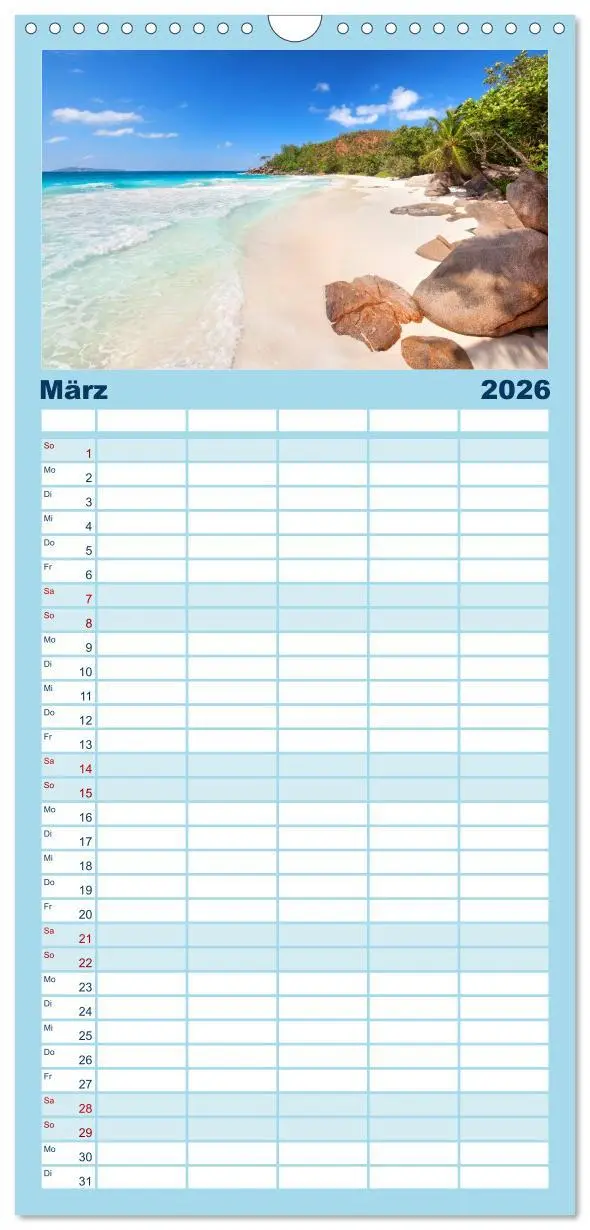 Bild: 9783516520699 | Familienplaner 2026 - Seychellen mit 5 Spalten (Wandkalender, 21 x...