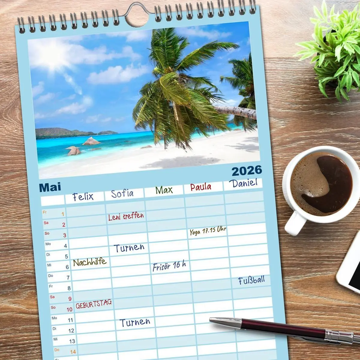 Bild: 9783516520699 | Familienplaner 2026 - Seychellen mit 5 Spalten (Wandkalender, 21 x...