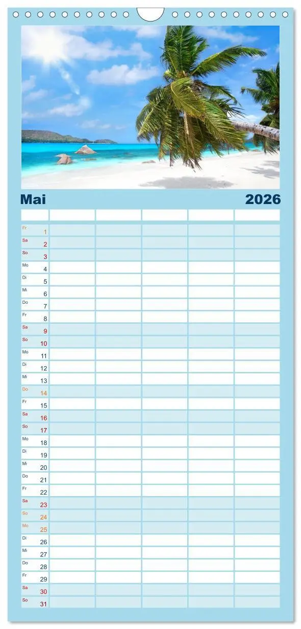 Bild: 9783516520699 | Familienplaner 2026 - Seychellen mit 5 Spalten (Wandkalender, 21 x...