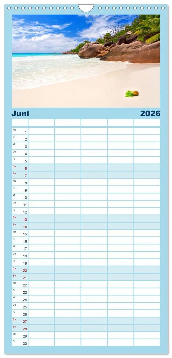 Bild: 9783516520699 | Familienplaner 2026 - Seychellen mit 5 Spalten (Wandkalender, 21 x...