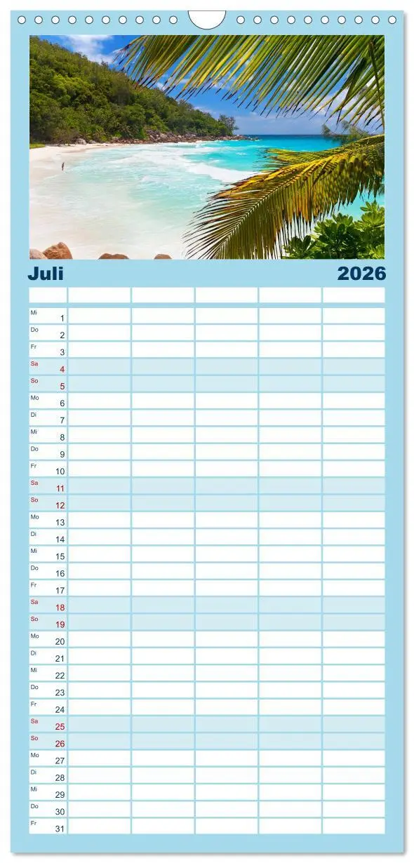 Bild: 9783516520699 | Familienplaner 2026 - Seychellen mit 5 Spalten (Wandkalender, 21 x...