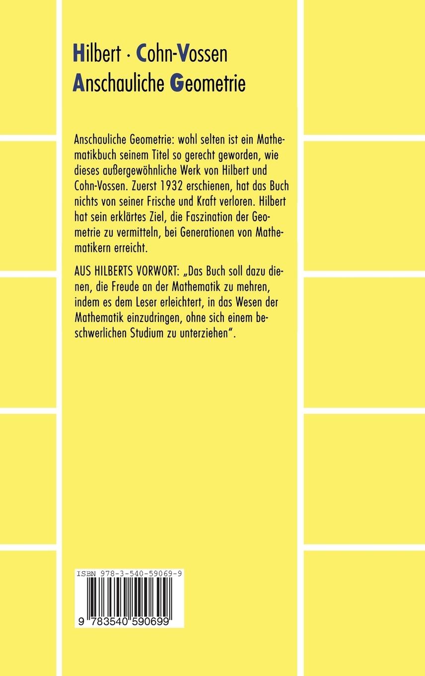 Rückseite: 9783540590699 | Anschauliche Geometrie | Stephan Cohn-Vossen (u. a.) | Buch | Deutsch