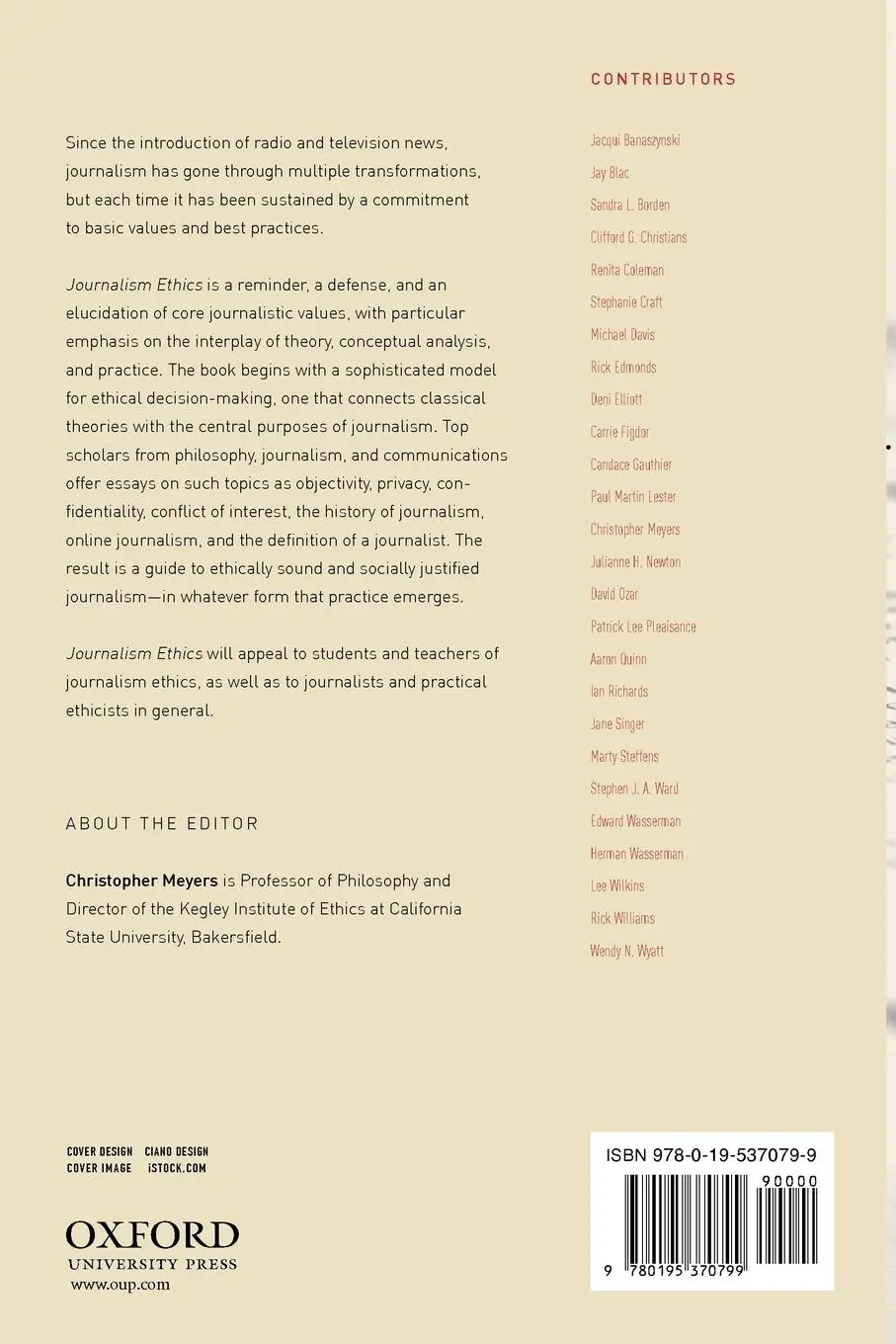 Rückseite: 9780195370799 | Journalism Ethics | A Philosophical Approach | Christopher Meyers