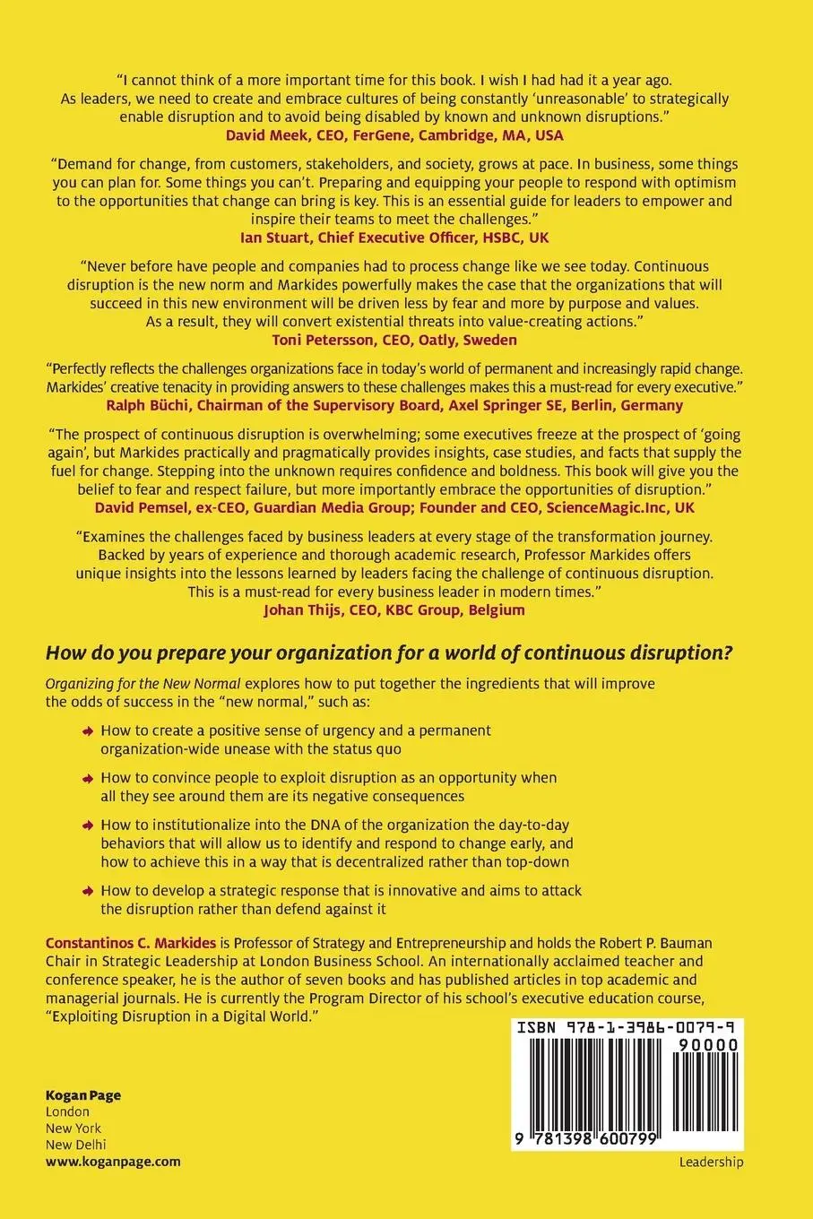 Rückseite: 9781398600799 | Organizing for the New Normal | Constantinos C Markides | Taschenbuch
